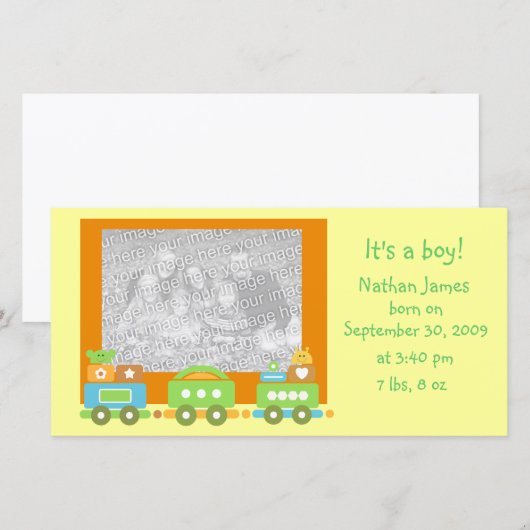 Baby trein aankondiging (Voorkant / Achterkant)