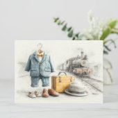 Baby-treinconducteur 1e verjaardag kaart (Staand voorkant)