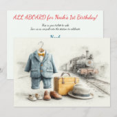 Baby-treinconducteur 1e verjaardag kaart (Voorkant / Achterkant)