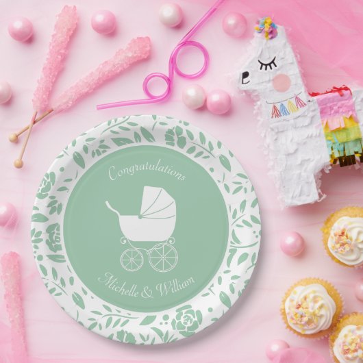  Baby treinstoel mooi Papieren Bordje (Feest)