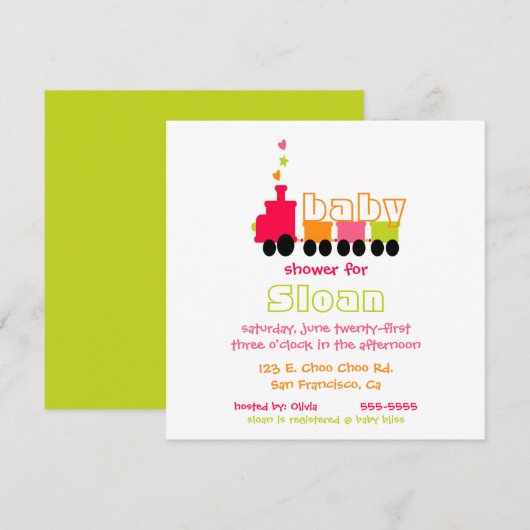 Baby treinuitnodiging kaart (Voorkant / Achterkant)