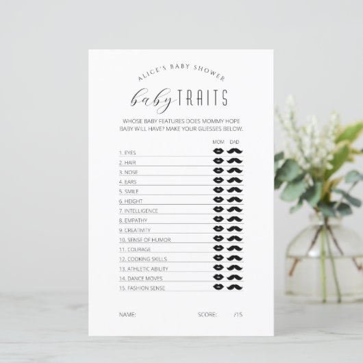 Baby trekjes spel, minimalistische Baby shower gam (Staand voorkant)