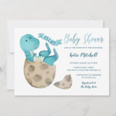 Baby TRex Hatching Dinosaur Egg Boy Baby shower Kaart (Voorkant)