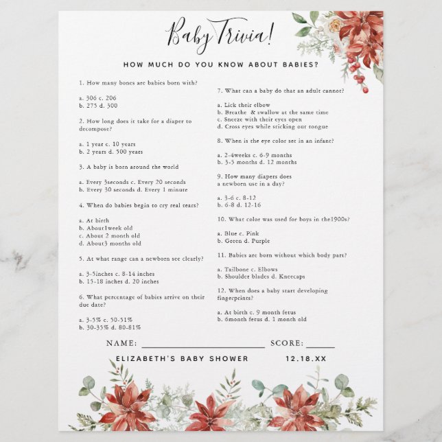 Baby Trivia | BABY SHOWER (Voorkant)