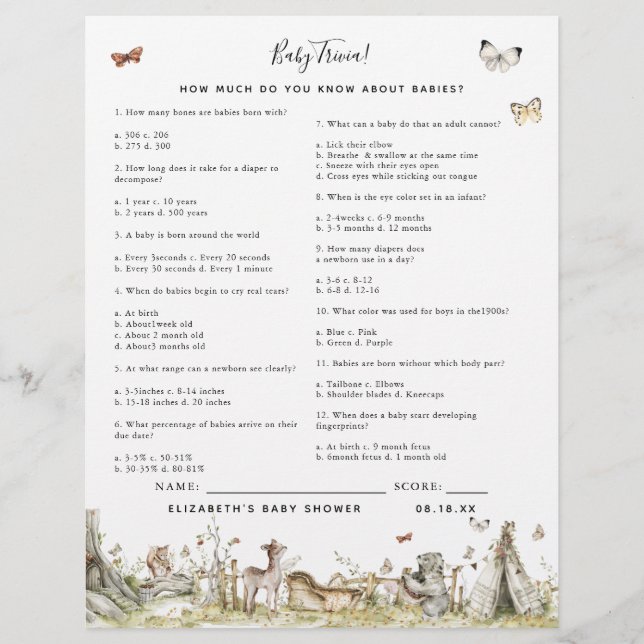 Baby Trivia | BABY SHOWER (Voorkant)