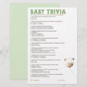 Baby Trivia Baby shower Game