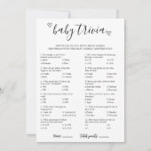 Baby Trivia Baby Shower Spelkaart Kaart (Voorkant)