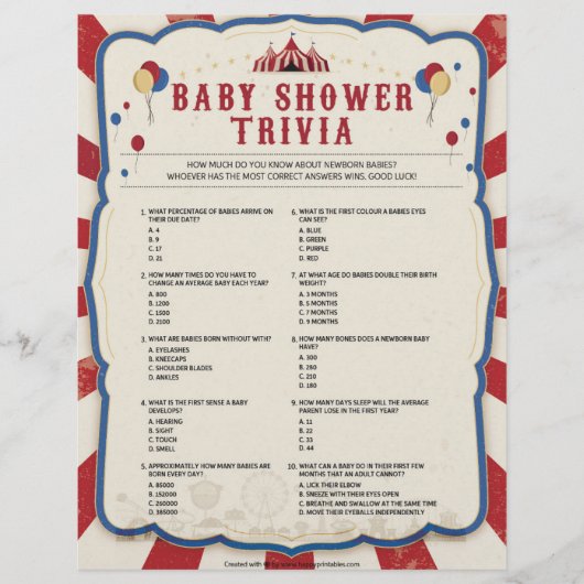Baby Trivia [Circus Theme] Briefhoofd (Voorkant)