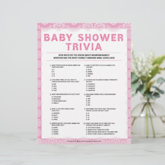 Baby Trivia [Luxury Lace [Roze]] Briefhoofd (Staand voorkant)