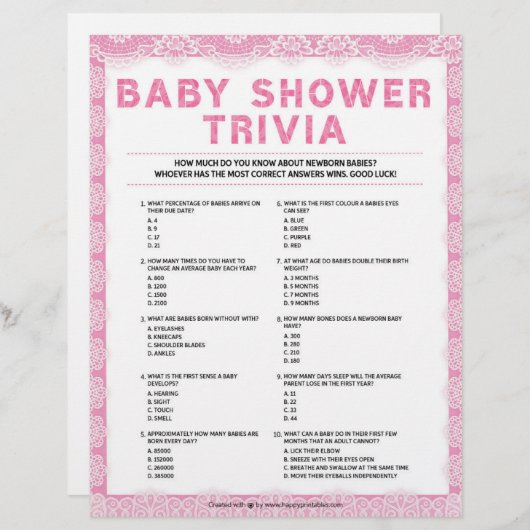 Baby Trivia [Luxury Lace [Roze]] Briefhoofd (Voorkant / Achterkant)