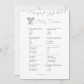 Baby Trivia Olifant Baby shower Spel Kaart (Voorkant)