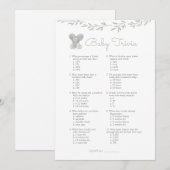 Baby Trivia Olifant Baby shower Spel Kaart (Voorkant / Achterkant)