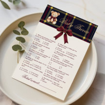 Baby Trivia Polo Teddy Bear Wine Red Plaid Game