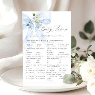 Baby trivia Script Blue Bow Baby shower spel