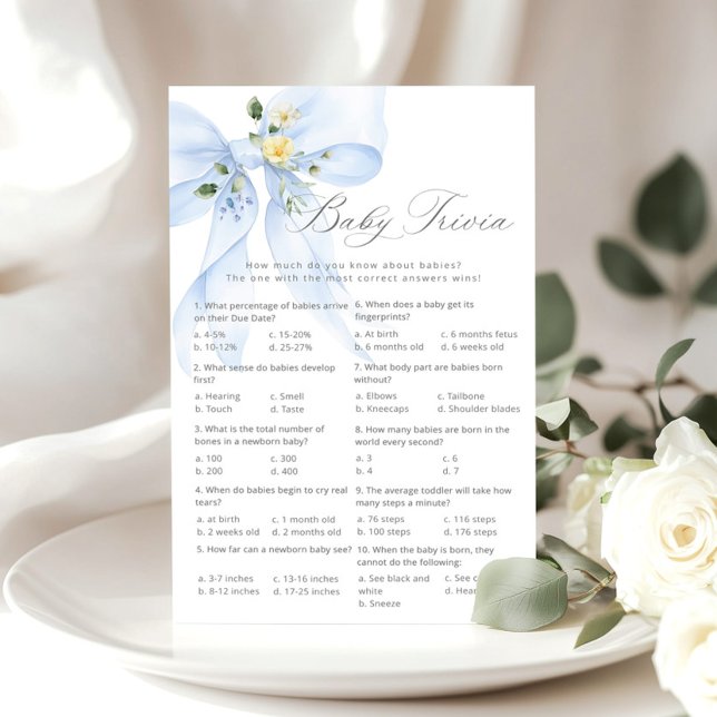 Baby trivia Script Blue Bow Baby shower spel (Creator heeft geüpload)