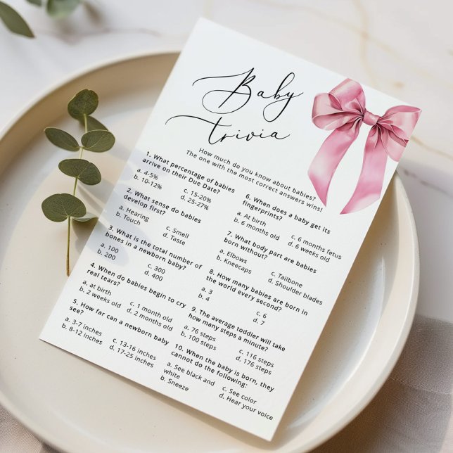 Baby trivia Script Pink Bow Baby shower spel (Creator heeft geüpload)