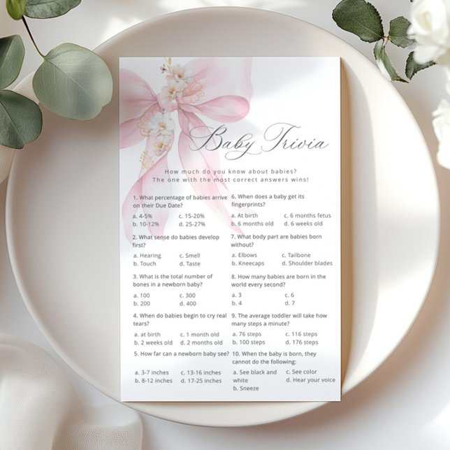 Baby trivia Script Pink Bow Baby shower spel (Creator heeft geüpload)