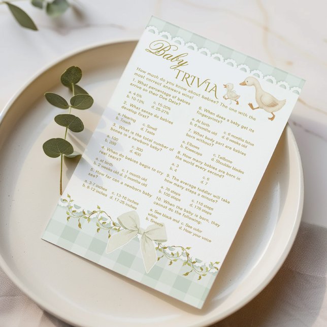 Baby Trivia Silly Goose Sage Baby Shower game (Creator heeft geüpload)