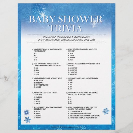 Baby Trivia [Snowy Blue] Briefhoofd (Voorkant)