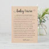 Baby Trivia Spel met Antwoorden Baby shower Kaart (Staand voorkant)