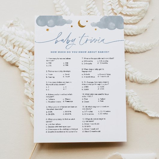 Baby Trivia Twinkle Little Star Baby shower Kaart