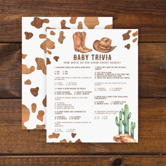 Baby Trivia Waterverf Cowboy Baby shower (Creator heeft geüpload)