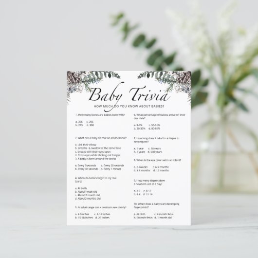 Baby Trivia Winter Baby shower Game (Staand voorkant)
