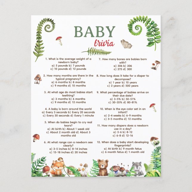 Baby Trivia Woodland Animal Design spel (Voorkant)