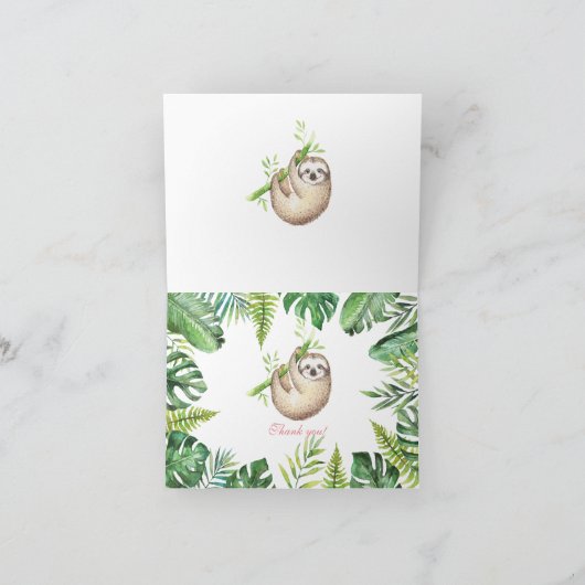 Baby tropisch hout Baby shower Dank u wel Bedankkaart (Binnen)