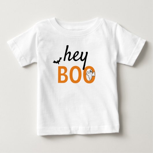 Baby TShirt - hey BOO Ghost/vleermuizen (Voorkant)