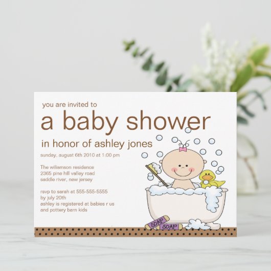 Baby Tub Girl Baby shower Kaart (Staand voorkant)