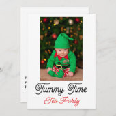 Baby Tummy Time, Kerstmisthee Personaliseer Tekst Kaart (Voorkant / Achterkant)
