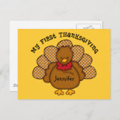 Baby Turkije 1e Thanksgiving Feestdagenkaart (Voorkant / Achterkant)