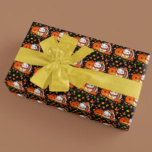 Baby Turkije en pompoen vieren Thanksgiving Cadeaupapier