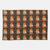 Baby Turkije en pompoen vieren Thanksgiving Theedoek (Horizontaal)