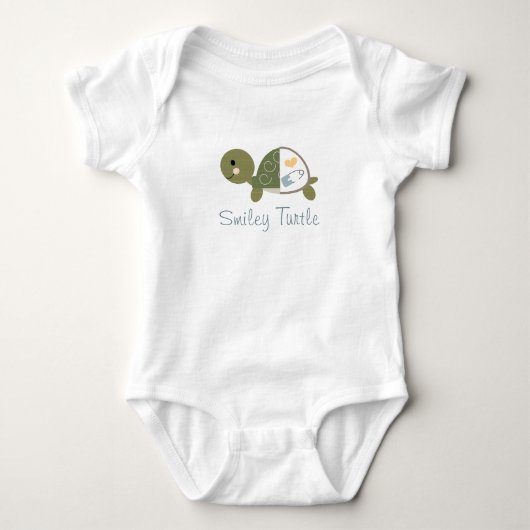 Baby Turtle Baby Bodysuit Blue Diaper Pin (Voorkant)