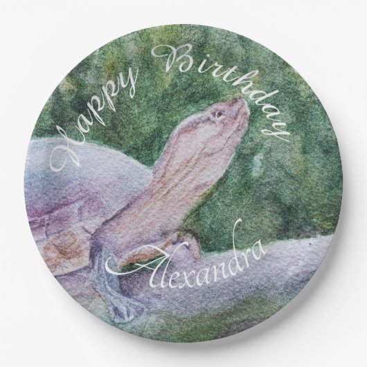 Baby Turtle Happy Birthday Papieren Bordje (Voorkant)