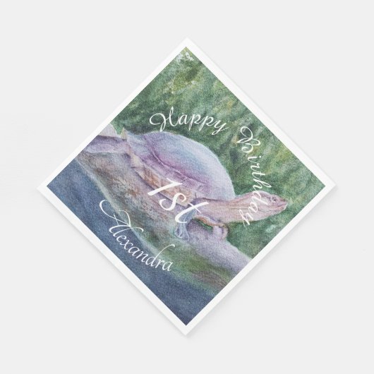 Baby Turtle Happy Brthday Servet (Hoek)