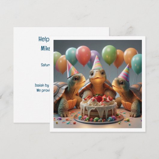 Baby Turtle kaart, Turtle verjaardag, Turtle Kaart (Voorkant / Achterkant)