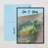 Baby Turtle Post Kaart (Voorkant / Achterkant)