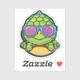 Baby Turtle Sticker with Glasses - Kawaii Waterpro