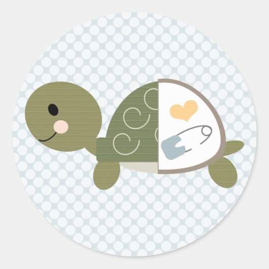 Baby Turtle Stickers Etiketten Blauwe Luierspeld (Voorkant)