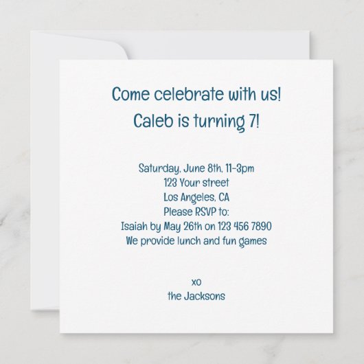 Baby Turtle Verjaardag, Baby Turtle uitnodiging (Achterkant)