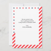 Baby Twee Rood Wit en Blauw Foto Zwangerschap Aankondiging (Achterkant)