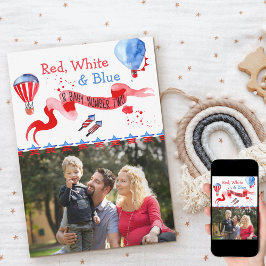 Baby Twee Rood Wit en Blauw Foto Zwangerschap Aankondiging