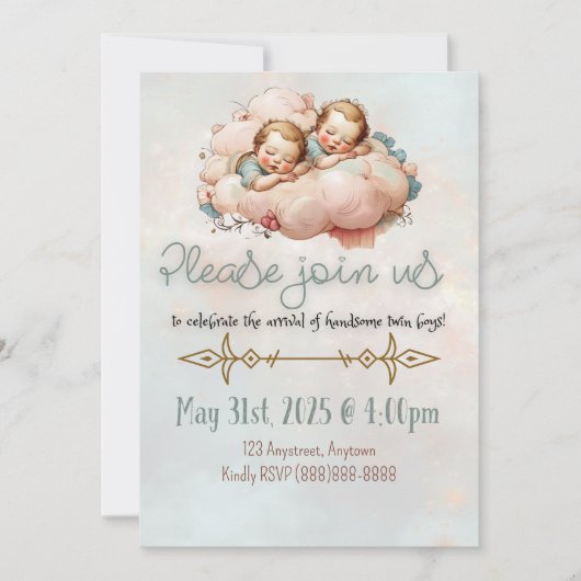 Baby tweeling jongens kaart (Voorkant)