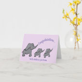 baby tweeling olifant feliciteert paarse kaart (Gele Bloem)