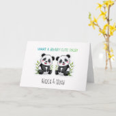 Baby Tweeling, Panda Beer, Aangepaste Tweeling Bab Kaart (Gele Bloem)