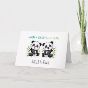 Baby Tweeling, Panda Beer, Aangepaste Tweeling Bab Kaart