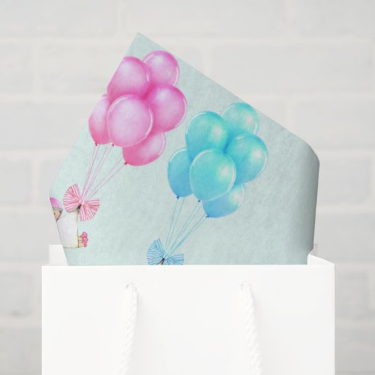 Baby Tweelingen Roze en Blauw Tissuepapier (Cadeauzakje)